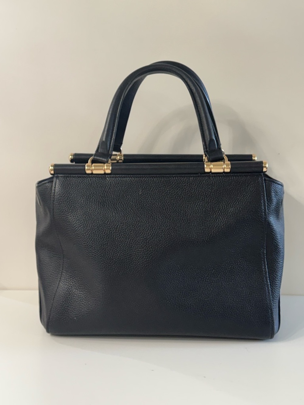 Coach Black Leather Satchel with Gold Hardware and Detachable Strap - Picture 2 of 16